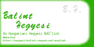 balint hegyesi business card